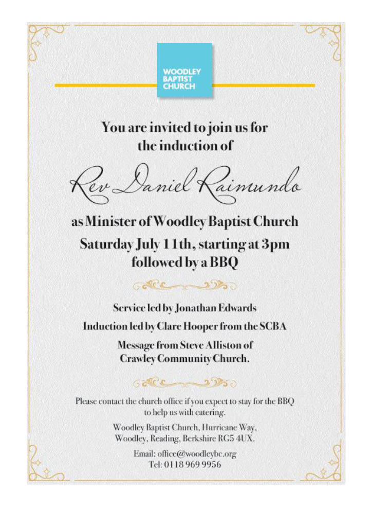 Induction Service Online – 11th July 2026 | 15:00